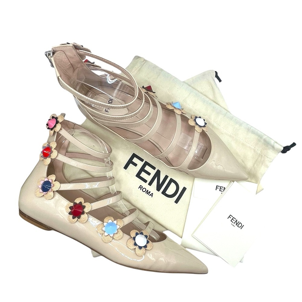 FENDI Flowerpower Patent Leather Ballet Flats Size 39EU 9US - Picture 16 of 16